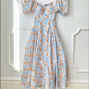 BLUE FLOWER PUFF DRESS